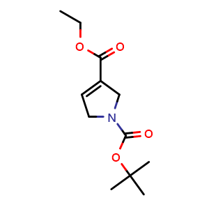 Chemical structure of Ethyl N-Boc-2,5-dihydropyrrole-3-carboxylate , CAS 146257-00-3, AChemBlock U139276