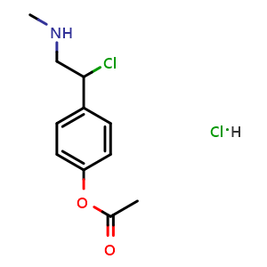 Chemical structure of 4-[1-Chloro-2-(methylamino)ethyl]phenyl Acetate hydrochloride , CAS 14593-25-0, AChemBlock U139283