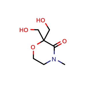 Chemical structure of 2,2-Bis(hydroxymethyl)-4-methylmorpholin-3-one , CAS 1456821-63-8, AChemBlock U139289