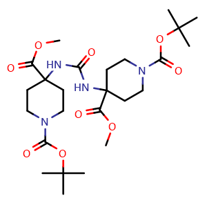 Chemical structure of 1,3-Di[N-Boc-4-(methoxycarbonyl)-4-piperidyl]urea , CAS 1456821-62-7, AChemBlock U139290
