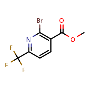Chemical structure of Methyl 2-Bromo-6-(trifluoromethyl)nicotinate , CAS 144740-56-7, AChemBlock U139320