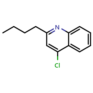 Chemical structure of 2-Butyl-4-chloroquinoline , CAS 144624-27-1, AChemBlock U139327