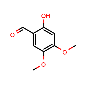 Chemical structure of 2-Hydroxy-4,5-dimethoxybenzaldehyde , CAS 14382-91-3, AChemBlock U139351