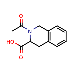 Chemical structure of 2-Acetyl-1,2,3,4-tetrahydroisoquinoline-3-carboxylic acid , CAS 143767-54-8, AChemBlock U139355