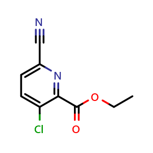 Chemical structure of Ethyl 3-Chloro-6-cyanopyridine-2-carboxylate , CAS 1436504-94-7, AChemBlock U139357