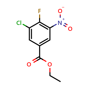 Chemical structure of Ethyl 3-Chloro-4-fluoro-5-nitrobenzoate , CAS 1431505-19-9, AChemBlock U139381