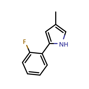 Chemical structure of 2-(2-Fluorophenyl)-4-methyl-1H-pyrrole , CAS 1428932-17-5, AChemBlock U139394