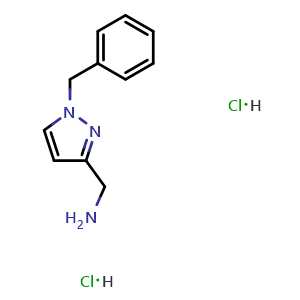 Chemical structure of 3-(Aminomethyl)-1-benzylpyrazole dihydrochloride , CAS 1427475-21-5, AChemBlock U139406