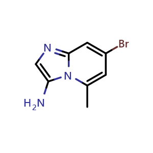 Chemical structure of 7-bromo-5-methyl-imidazo[1,2-a]pyridin-3-amine , CAS 1427445-02-0, AChemBlock U139412