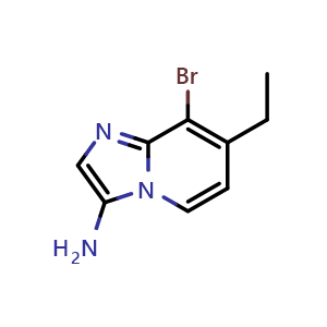 Chemical structure of 8-bromo-7-ethyl-imidazo[1,2-a]pyridin-3-amine , CAS 1427427-04-0, AChemBlock U139416