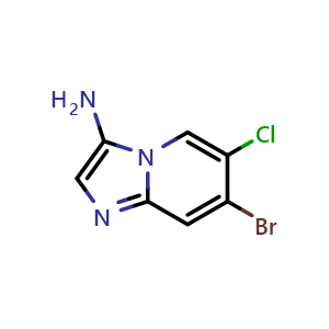 Chemical structure of 7-bromo-6-chloro-imidazo[1,2-a]pyridin-3-amine , CAS 1427426-24-1, AChemBlock U139417