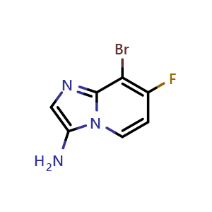 Chemical structure of 8-bromo-7-fluoro-imidazo[1,2-a]pyridin-3-amine , CAS 1427401-90-8, AChemBlock U139427