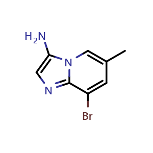 Chemical structure of 8-bromo-6-methyl-imidazo[1,2-a]pyridin-3-amine , CAS 1427372-75-5, AChemBlock U139429