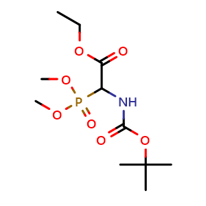 Chemical structure of Ethyl 2-(Boc-amino)-2-(dimethoxyphosphoryl)acetate , CAS 142602-46-8, AChemBlock U139439