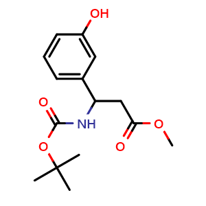 Chemical structure of Methyl 3-(Boc-amino)-3-(3-hydroxyphenyl)propanoate , CAS 1423134-61-5, AChemBlock U139447