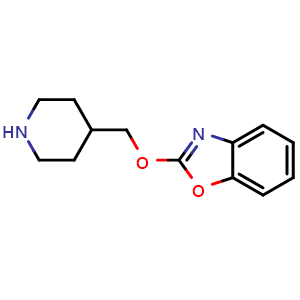 Chemical structure of 2-(4-Piperidylmethoxy)benzoxazole , CAS 1420942-13-7, AChemBlock U139459
