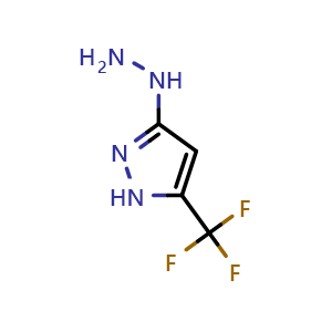 Chemical structure of 3-Hydrazinyl-5-(trifluoromethyl)pyrazole , CAS 1418117-75-5, AChemBlock U139470