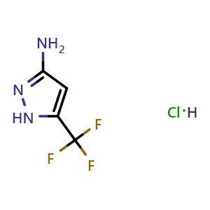 Chemical structure of 3-Amino-5-(trifluoromethyl)pyrazole hydrochloride , CAS 1418117-74-4, AChemBlock U139471
