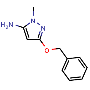 Chemical structure of 5-Amino-3-(benzyloxy)-1-methyl-1H-pyrazole , CAS 1414569-22-4, AChemBlock U139495