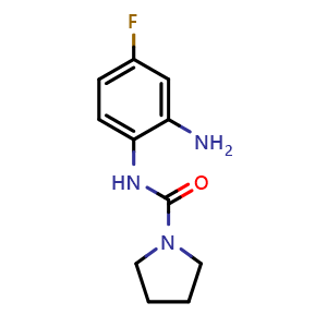 Chemical structure of N-(2-Amino-4-fluorophenyl)pyrrolidine-1-carboxamide , CAS 1404562-62-4, AChemBlock U139510