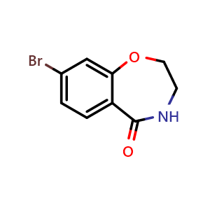 Chemical structure of 8-Bromo-2,3,4,5-tetrahydro-1,4-benzoxazepin-5-one , CAS 1396777-41-5, AChemBlock U139529