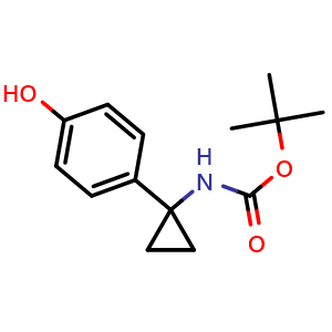 Chemical structure of 4-[1-(Boc-amino)cyclopropyl]phenol , CAS 1394918-80-9, AChemBlock U139532
