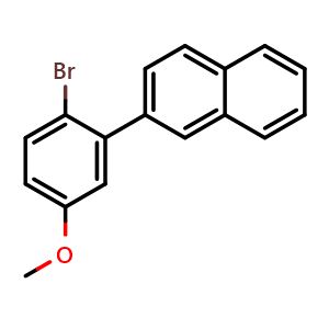 Chemical structure of 2-(2-Bromo-5-methoxyphenyl)naphthalene , CAS 1393793-79-7, AChemBlock U139539