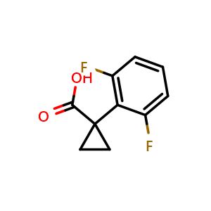 Chemical structure of 1-(2,6-Difluorophenyl)cyclopropanecarboxylic acid , CAS 139229-58-6, AChemBlock U139545