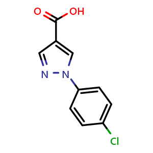 Chemical structure of 1-(4-Chlorophenyl)pyrazole-4-carboxylic acid , CAS 138907-80-9, AChemBlock U139554