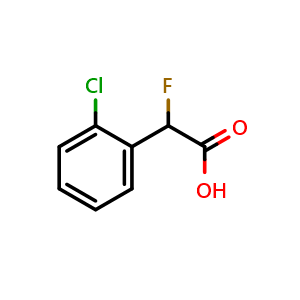 Chemical structure of 2-(2-Chlorophenyl)-2-fluoroacetic acid , CAS 1379664-88-6, AChemBlock U139580