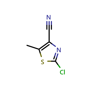 Chemical structure of 2-chloro-5-methylthiazole-4-carbonitrile , CAS 1379336-26-1, AChemBlock U139583