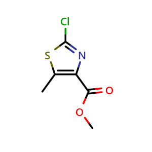 Chemical structure of Methyl 2-chloro-5-methylthiazole-4-carboxylate , CAS 1378819-18-1, AChemBlock U139593