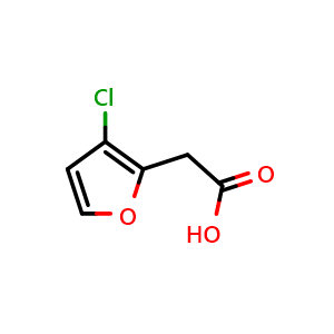 Chemical structure of 3-Chlorofuran-2-acetic acid , CAS 1378768-90-1, AChemBlock U139594