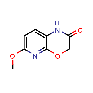 Chemical structure of 6-Methoxy-1H-pyrido[2,3-b][1,4]oxazin-2(3H)-one , CAS 1378342-69-8, AChemBlock U139595