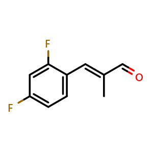 Chemical structure of (E)-3-(2,4-difluorophenyl)-2-methylacrylaldehyde , CAS 1375800-39-7, AChemBlock U139599