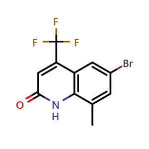 Chemical structure of 6-Bromo-8-methyl-4-(trifluoromethyl)quinolin-2(1H)-one , CAS 1375066-09-3, AChemBlock U139602