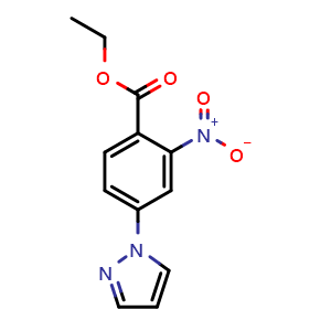 Chemical structure of Ethyl 2-Nitro-4-(1-pyrazolyl)benzoate , CAS 1375064-66-6, AChemBlock U139607