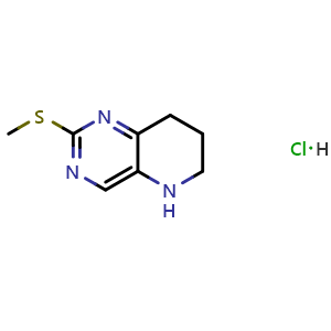 Chemical structure of 2-(Methylthio)-5,6,7,8-tetrahydropyrido[3,2-d]pyrimidine hydrochloride , CAS 1375064-63-3, AChemBlock U139609