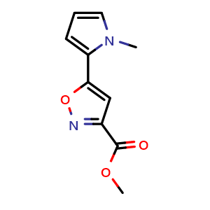 Chemical structure of methyl 5-(1-methyl-2-pyrrolyl)isoxazole-3-carboxylate , CAS 1375064-53-1, AChemBlock U139613