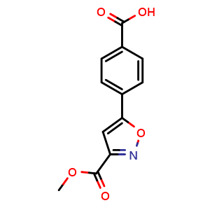 Chemical structure of 4-[3-(methoxycarbonyl)-5-isoxazolyl]benzoic acid , CAS 1375064-52-0, AChemBlock U139614