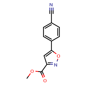 Chemical structure of methyl 5-(4-cyanophenyl)isoxazole-3-carboxylate , CAS 1375064-41-7, AChemBlock U139623