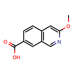 Chemical structure of 3-Methoxyisoquinoline-7-carboxylic acid , CAS 1374258-69-1, AChemBlock U139625