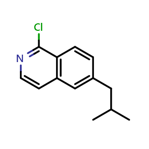 Chemical structure of 1-Chloro-6-isobutylisoquinoline , CAS 1369071-17-9, AChemBlock U139641