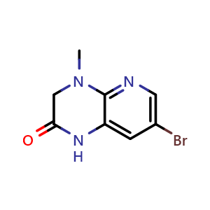 Chemical structure of 7-Bromo-4-methyl-3,4-dihydropyrido[2,3-b]pyrazin-2(1H)-one , CAS 1368794-39-1, AChemBlock U139644