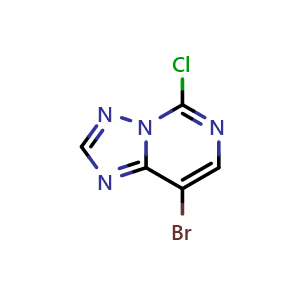 Chemical structure of 8-Bromo-5-chloro-[1,2,4]triazolo[1,5-c]pyrimidine , CAS 1367774-82-0, AChemBlock U139657