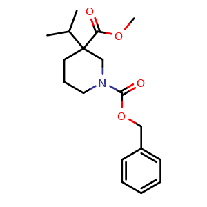 Chemical structure of Methyl 1-Cbz-3-isopropylpiperidine-3-carboxylate , CAS 1363166-34-0, AChemBlock U139667
