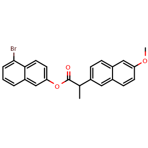Chemical structure of 5-Bromo-2-naphthyl 2-(6-methoxy-2-naphthyl)propanoate , CAS 1363166-31-7, AChemBlock U139669