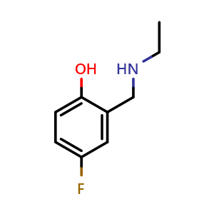 Chemical structure of 2-[(Ethylamino)methyl]-4-fluorophenol , CAS 1363166-27-1, AChemBlock U139670