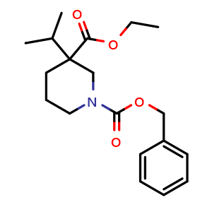 Chemical structure of Ethyl 1-Cbz-3-isopropylpiperidine-3-carboxylate , CAS 1363166-26-0, AChemBlock U139671