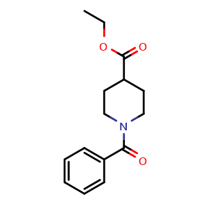 Chemical structure of Ethyl 1-benzoylpiperidine-4-carboxylate , CAS 136081-74-8, AChemBlock U139692